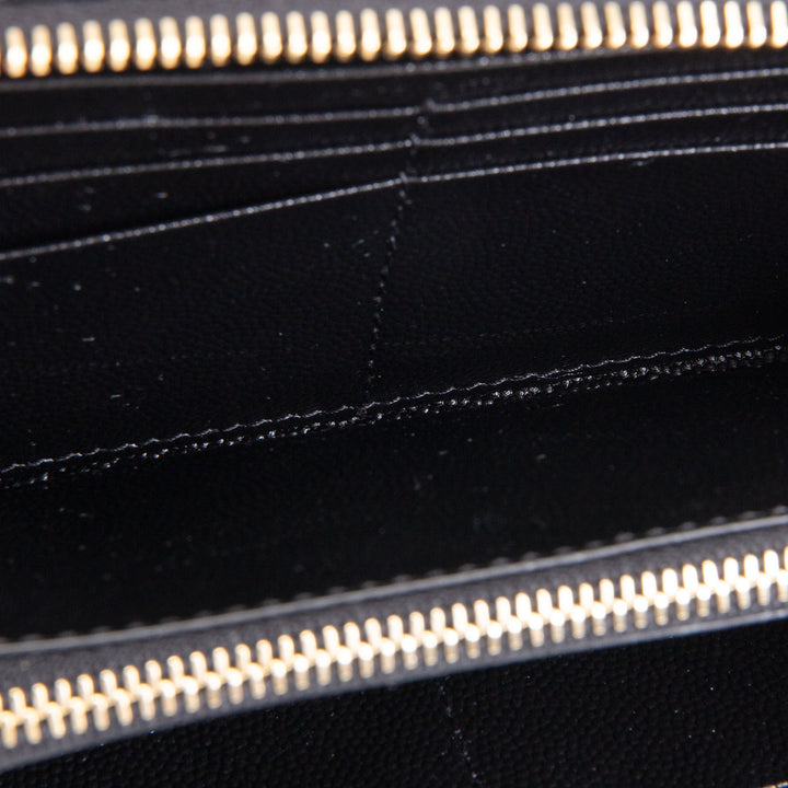 SAINT LAURENT Matelasse Cassandre Zip Around Wallet - Black