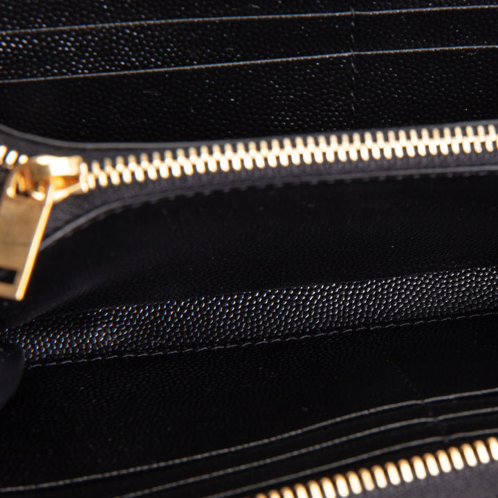 SAINT LAURENT Matelasse Cassandre Zip Around Wallet - Black