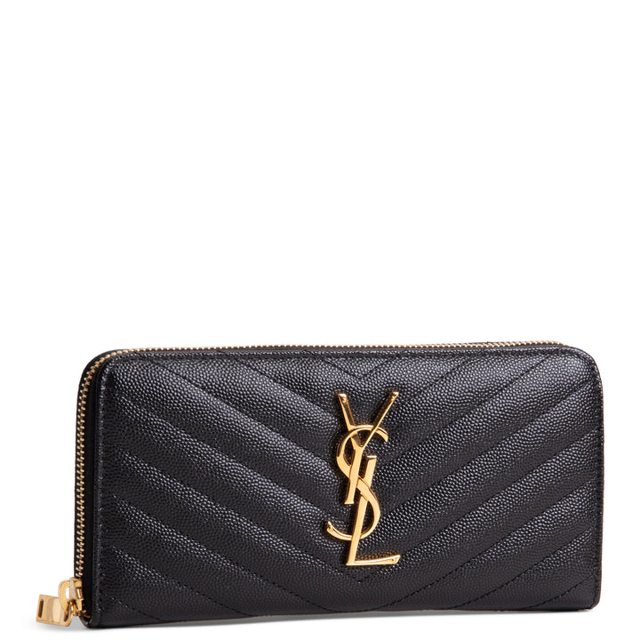 SAINT LAURENT Matelasse Cassandre Zip Around Wallet - Black