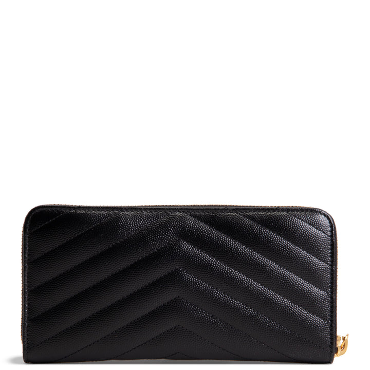 SAINT LAURENT Matelasse Cassandre Zip Around Wallet - Black