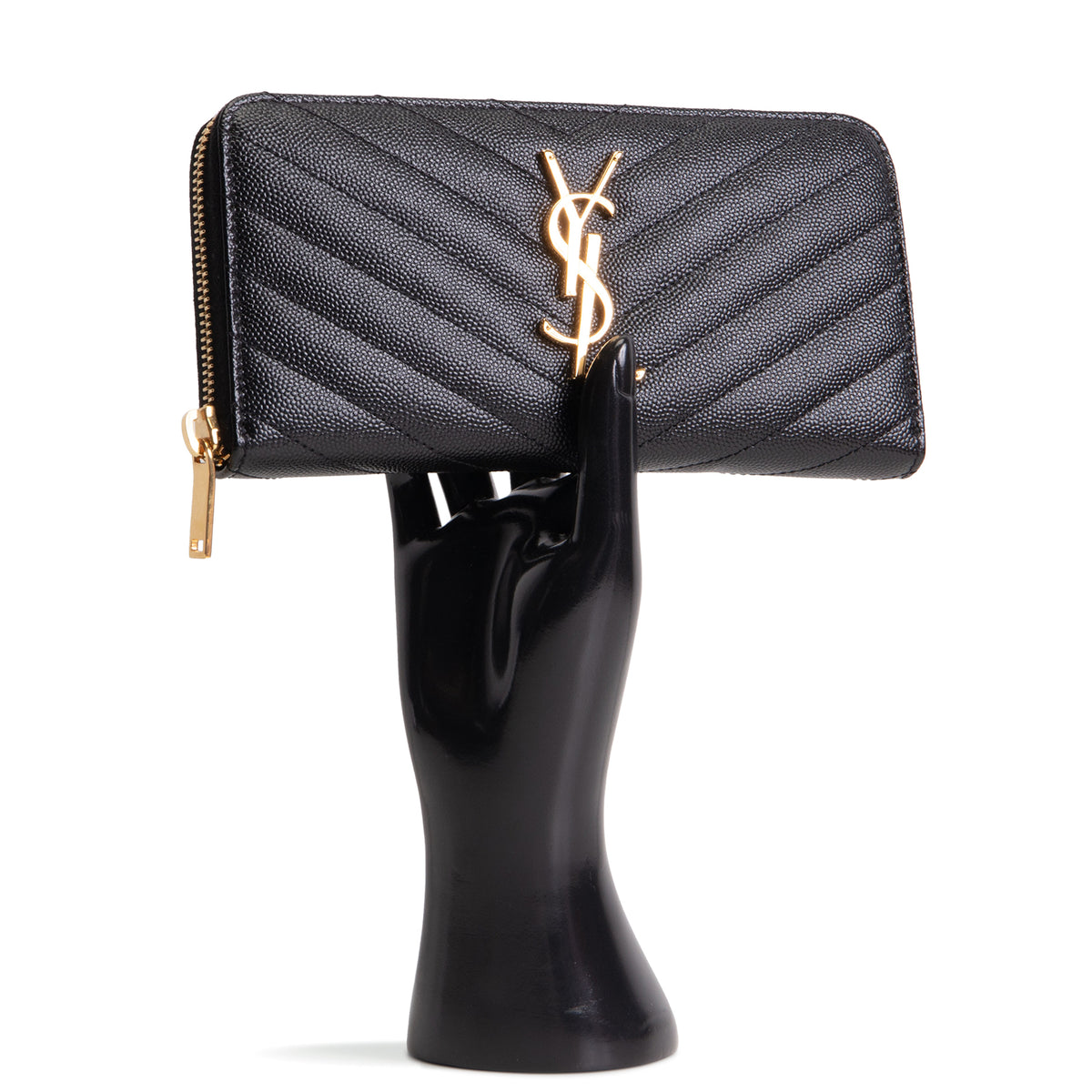 SAINT LAURENT Matelasse Cassandre Zip Around Wallet - Black