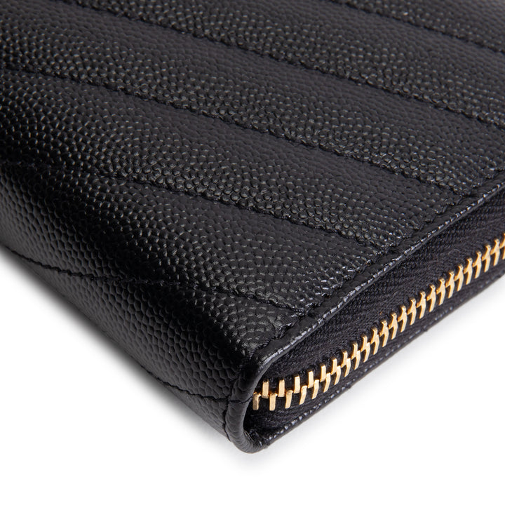 SAINT LAURENT Matelasse Cassandre Zip Around Wallet - Black