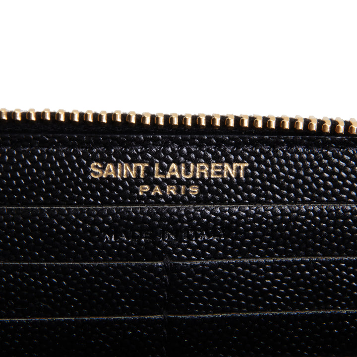 SAINT LAURENT Matelasse Cassandre Zip Around Wallet - Black