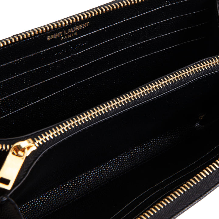 SAINT LAURENT Matelasse Cassandre Zip Around Wallet - Black