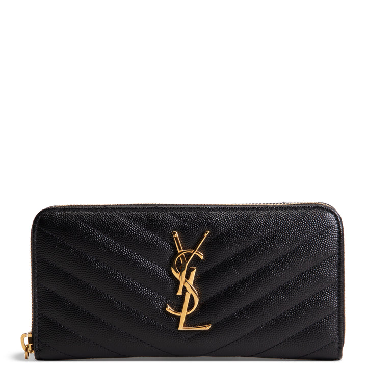SAINT LAURENT Matelasse Cassandre Zip Around Wallet - Black