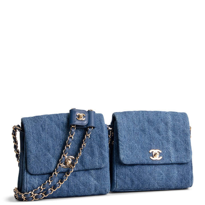 CHANEL Denim Side Pack - Blue