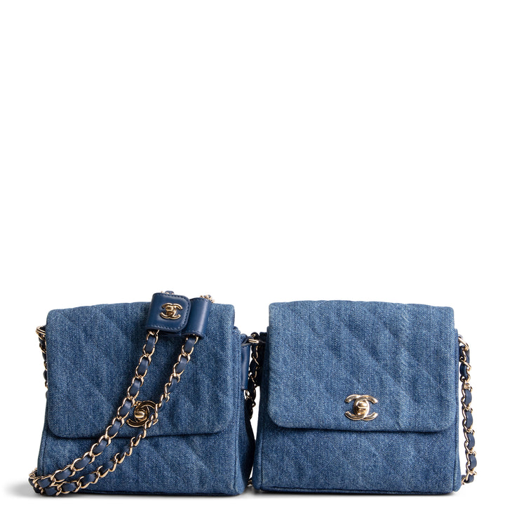 CHANEL Denim Side Pack - Blue