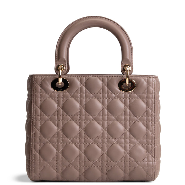 DIOR Medium Lady Dior - Taupe Lambskin