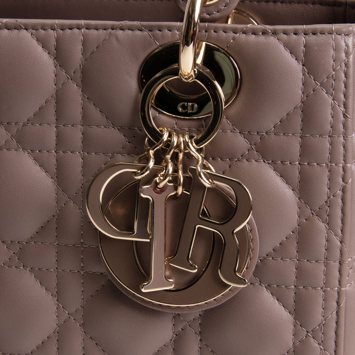 DIOR Medium Lady Dior - Taupe Lambskin