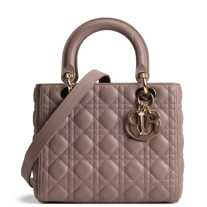 DIOR Medium Lady Dior - Taupe Lambskin