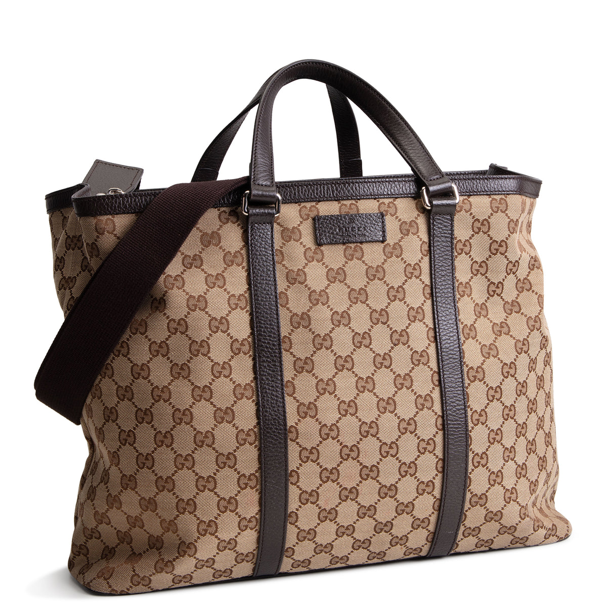 GUCCI GG Canvas 2 Way Tote - Beige &amp; Ebony