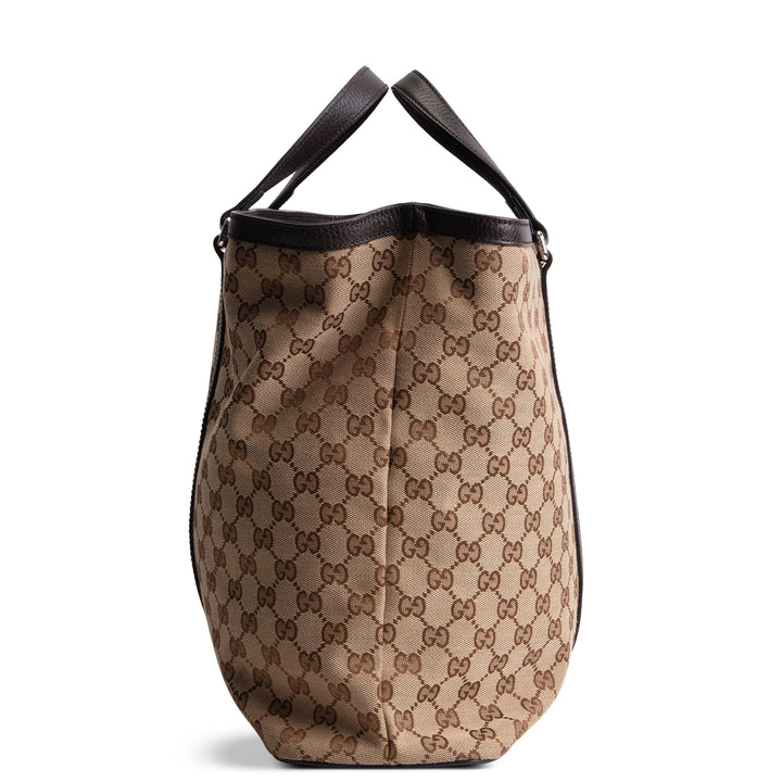 GUCCI GG Canvas 2 Way Tote - Beige &amp; Ebony