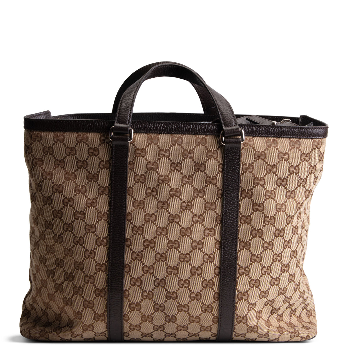 GUCCI GG Canvas 2 Way Tote - Beige &amp; Ebony