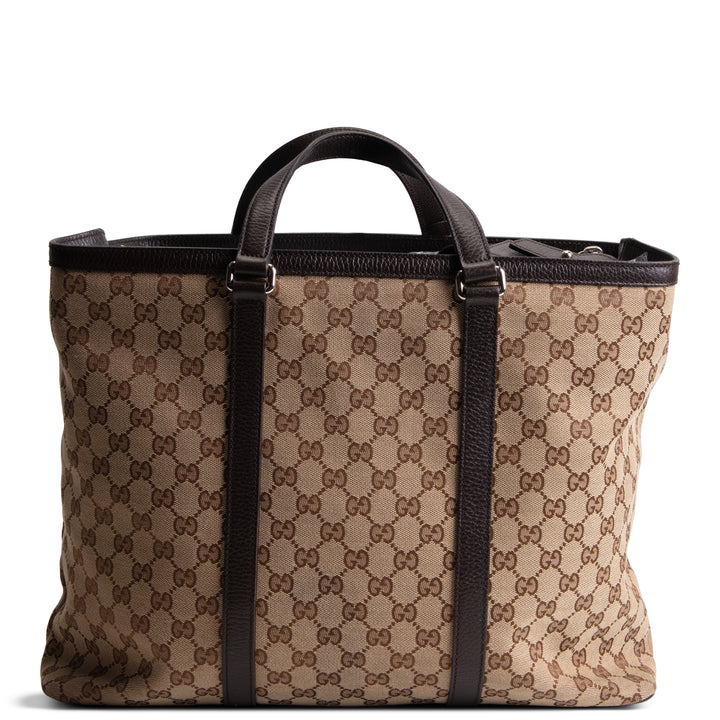 GUCCI GG Canvas 2 Way Tote - Beige &amp; Ebony