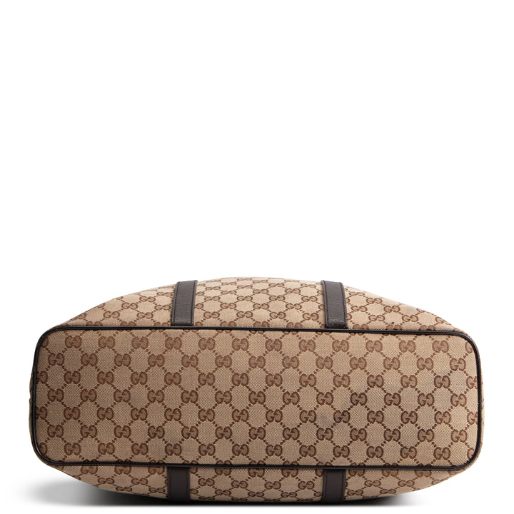 GUCCI GG Canvas 2 Way Tote - Beige &amp; Ebony