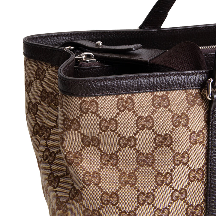 GUCCI GG Canvas 2 Way Tote - Beige &amp; Ebony