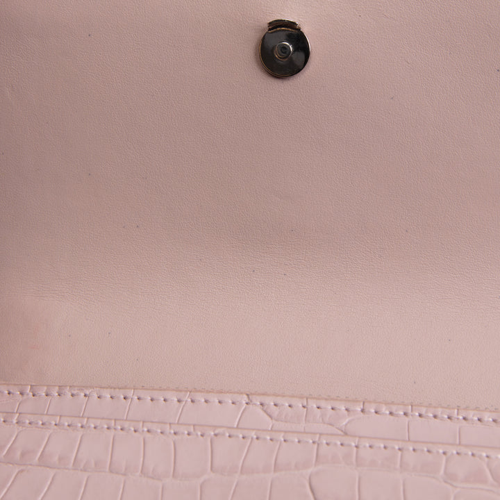 SAINT LAURENT Croc Embossed Mini Sunset - Light Pink