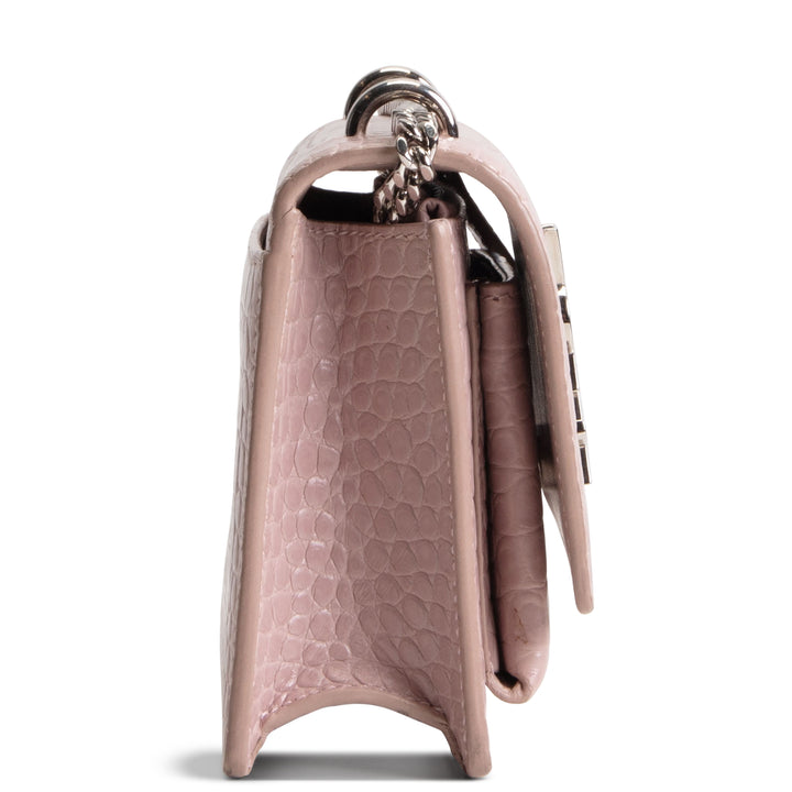 SAINT LAURENT Croc Embossed Mini Sunset - Light Pink