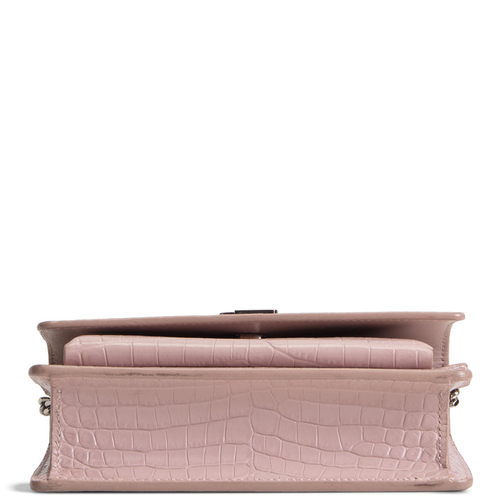 SAINT LAURENT Croc Embossed Mini Sunset - Light Pink