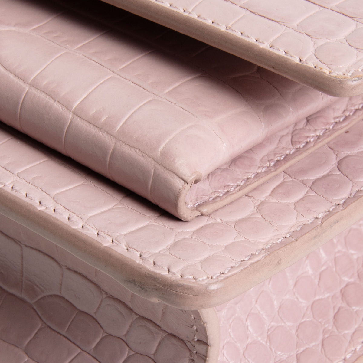 SAINT LAURENT Croc Embossed Mini Sunset - Light Pink