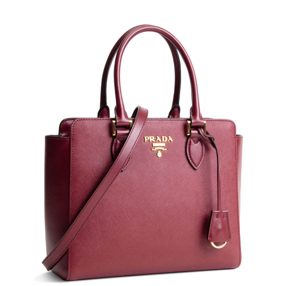 PRADA Saffiano Lux Satchel - Bordeaux