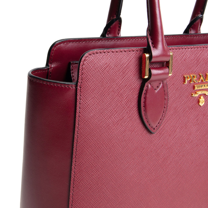 PRADA Saffiano Lux Satchel - Bordeaux