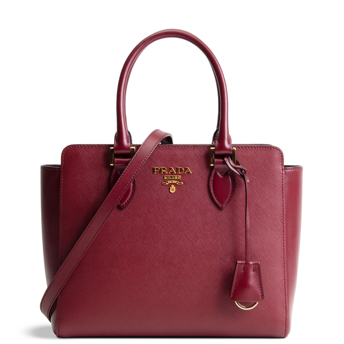 PRADA Saffiano Lux Satchel - Bordeaux