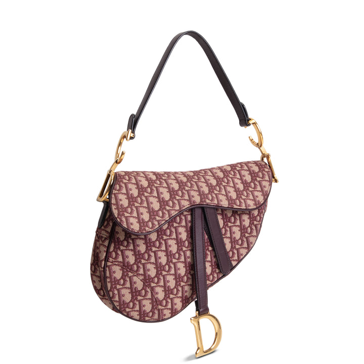 DIOR Oblique Jacquard Saddle Bag - Burgundy