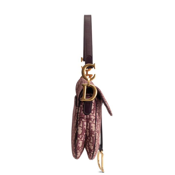 DIOR Oblique Jacquard Saddle Bag - Burgundy