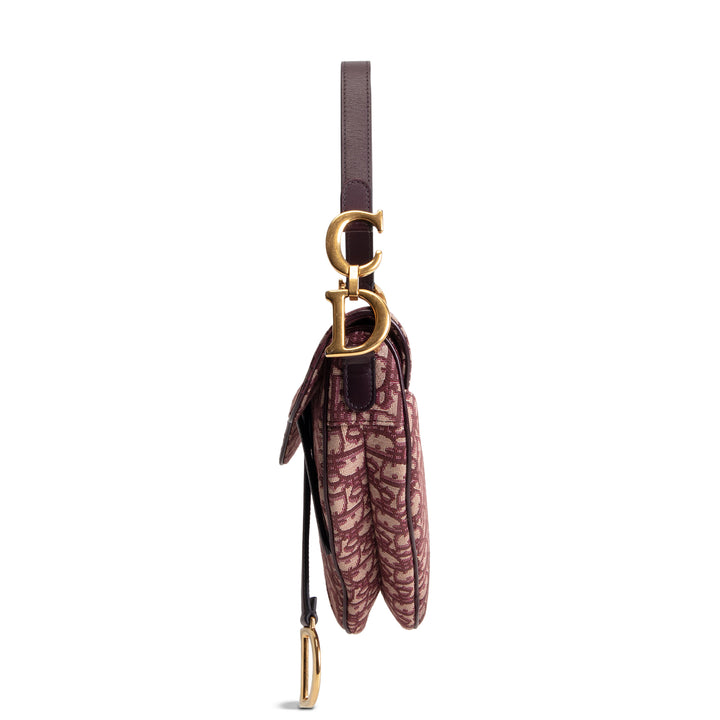 DIOR Oblique Jacquard Saddle Bag - Burgundy