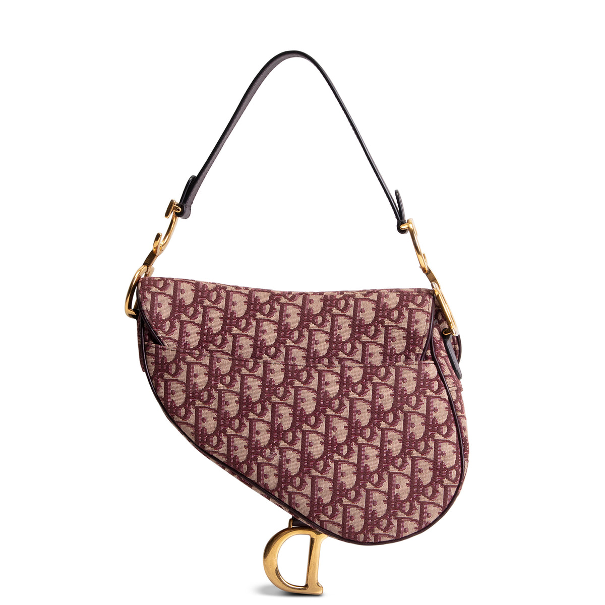 DIOR Oblique Jacquard Saddle Bag - Burgundy
