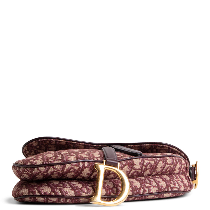 DIOR Oblique Jacquard Saddle Bag - Burgundy