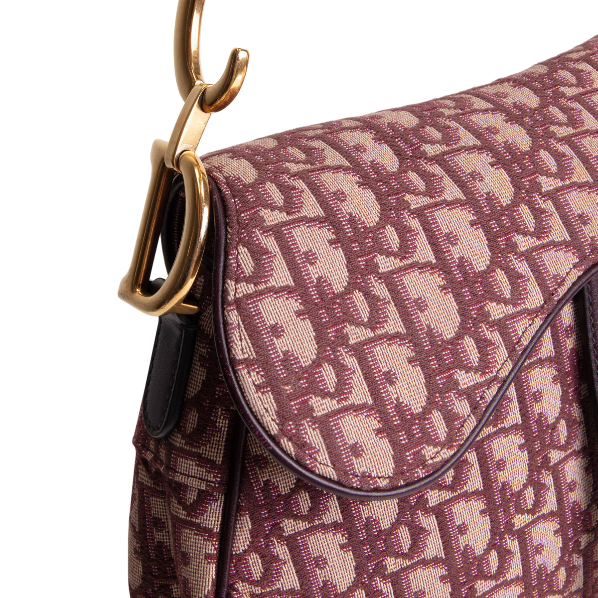 DIOR Oblique Jacquard Saddle Bag - Burgundy