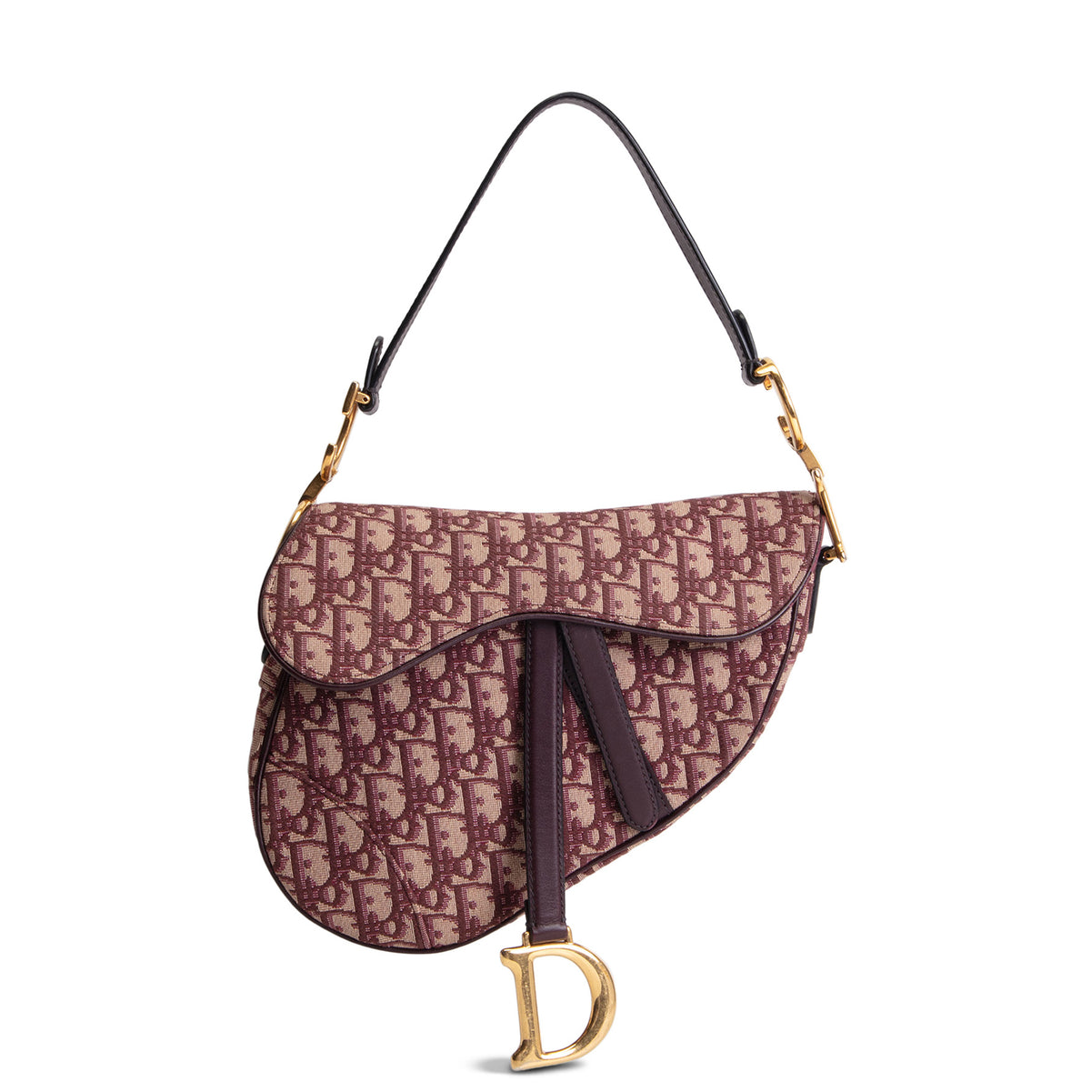 DIOR Oblique Jacquard Saddle Bag - Burgundy