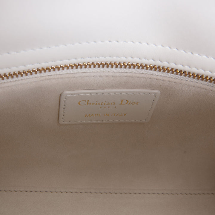 DIOR Lizard Handle Small Cannage Lady Dior - White