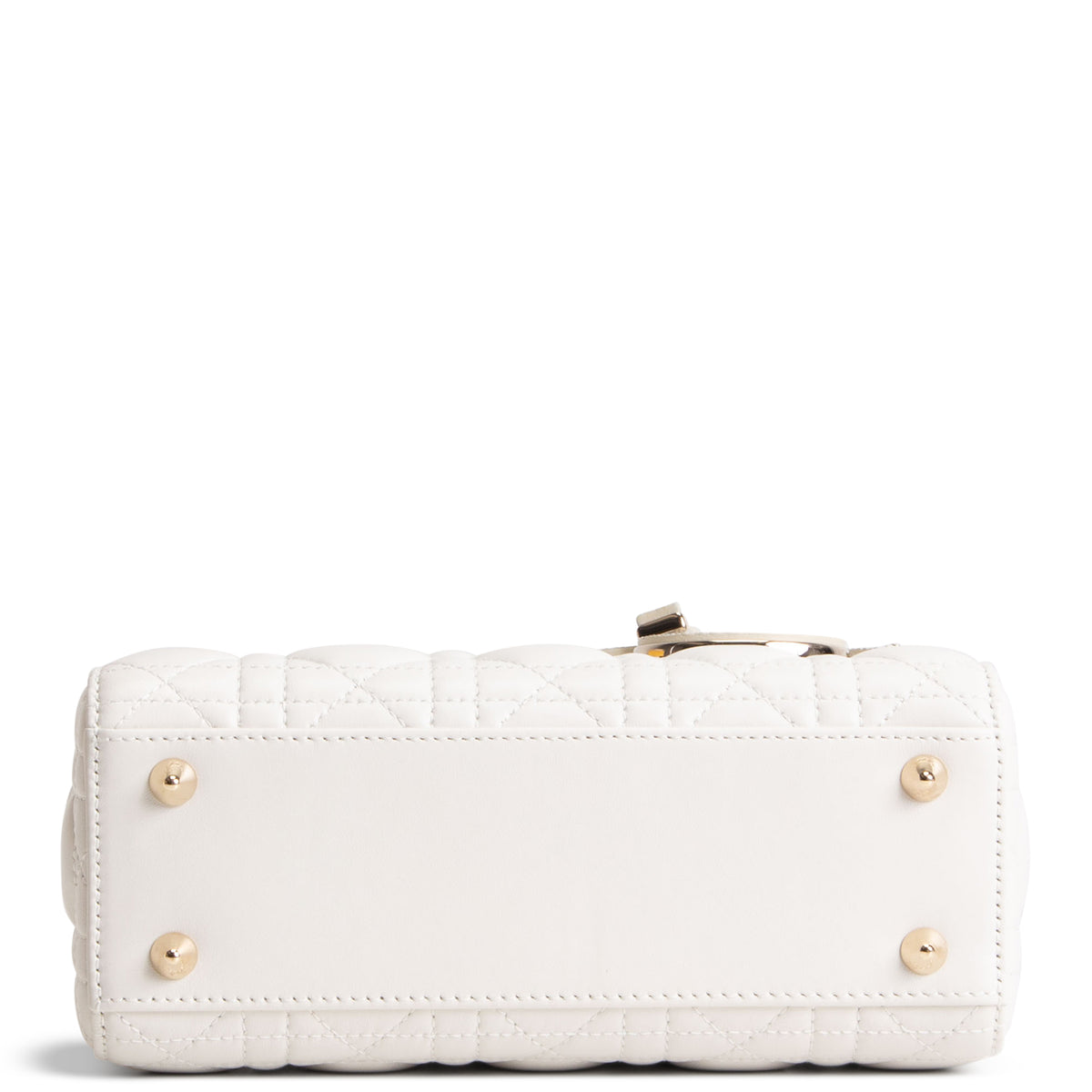 DIOR Lizard Handle Small Cannage Lady Dior - White
