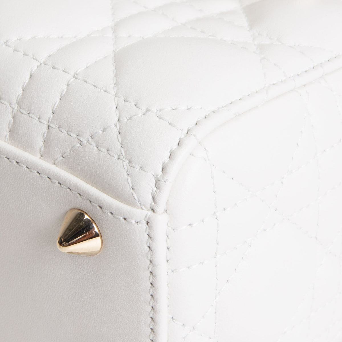 DIOR Lizard Handle Small Cannage Lady Dior - White