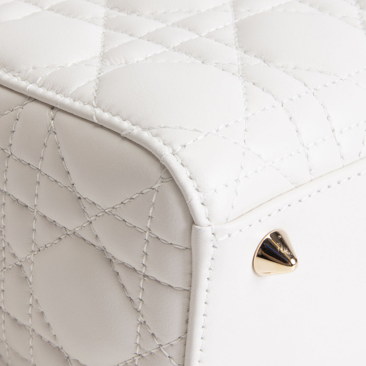 DIOR Lizard Handle Small Cannage Lady Dior - White