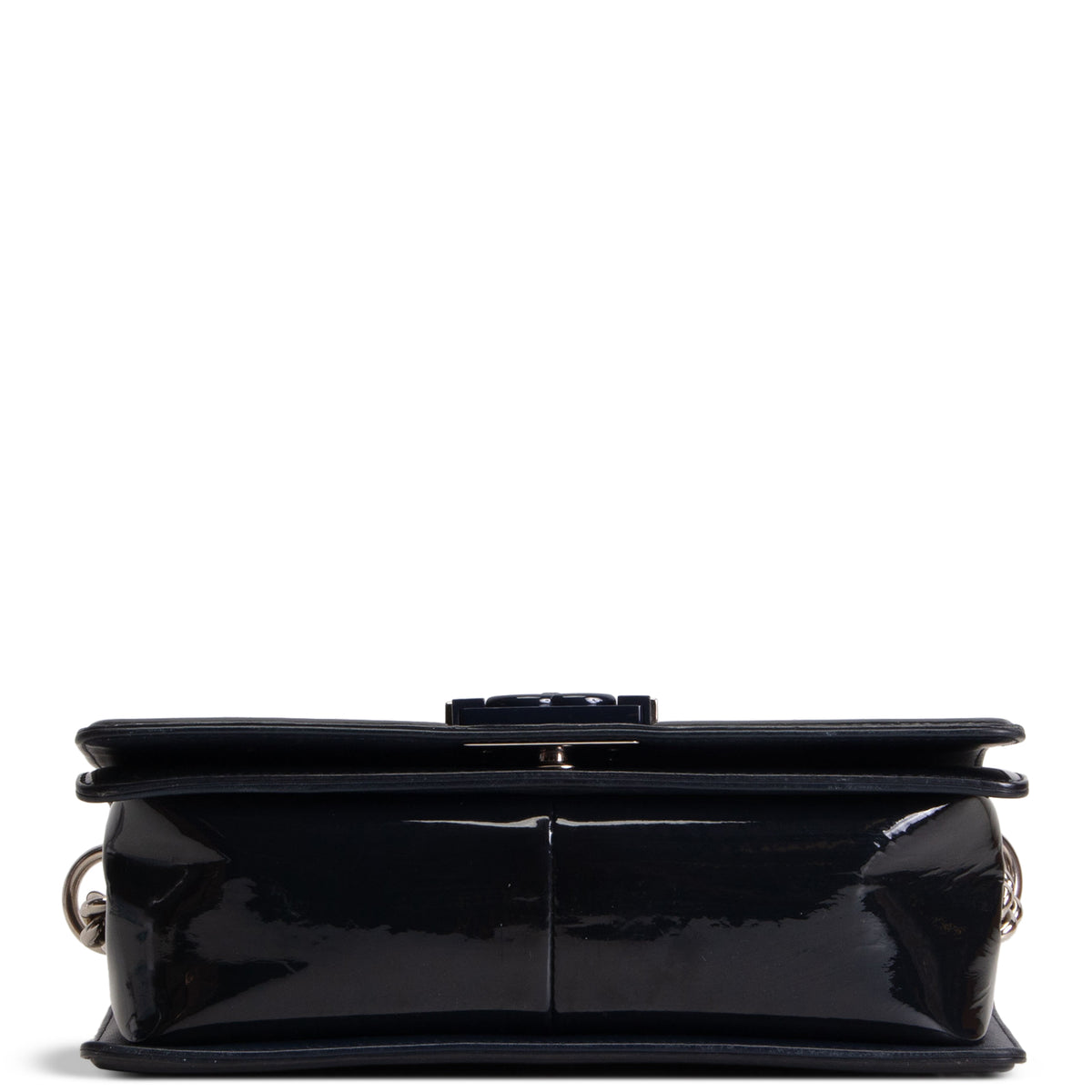 CHANEL Medium Patent Plexiglass Boy Bag - Navy
