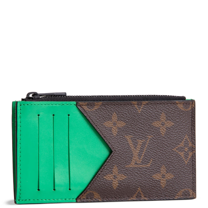 LOUIS VUITTON Monogram Coin Card Case - Green Trim