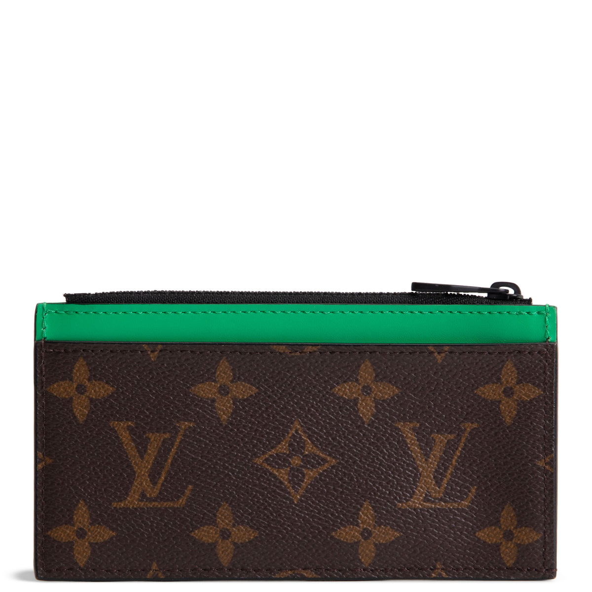 LOUIS VUITTON Monogram Coin Card Case - Green Trim