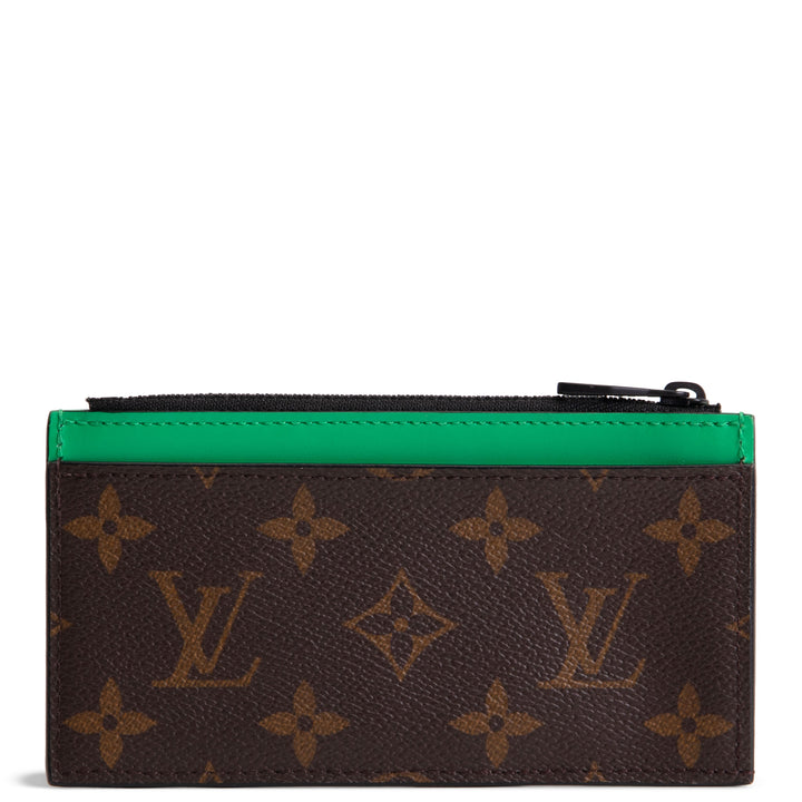 LOUIS VUITTON Monogram Coin Card Case - Green Trim