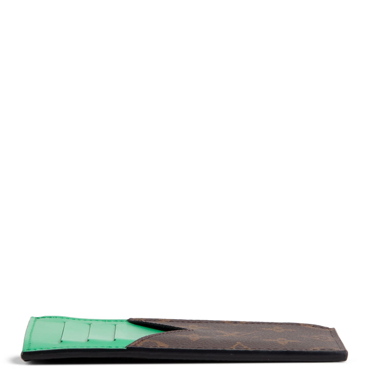 LOUIS VUITTON Monogram Coin Card Case - Green Trim
