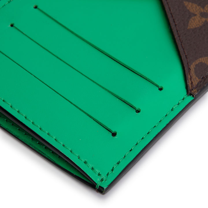 LOUIS VUITTON Monogram Coin Card Case - Green Trim