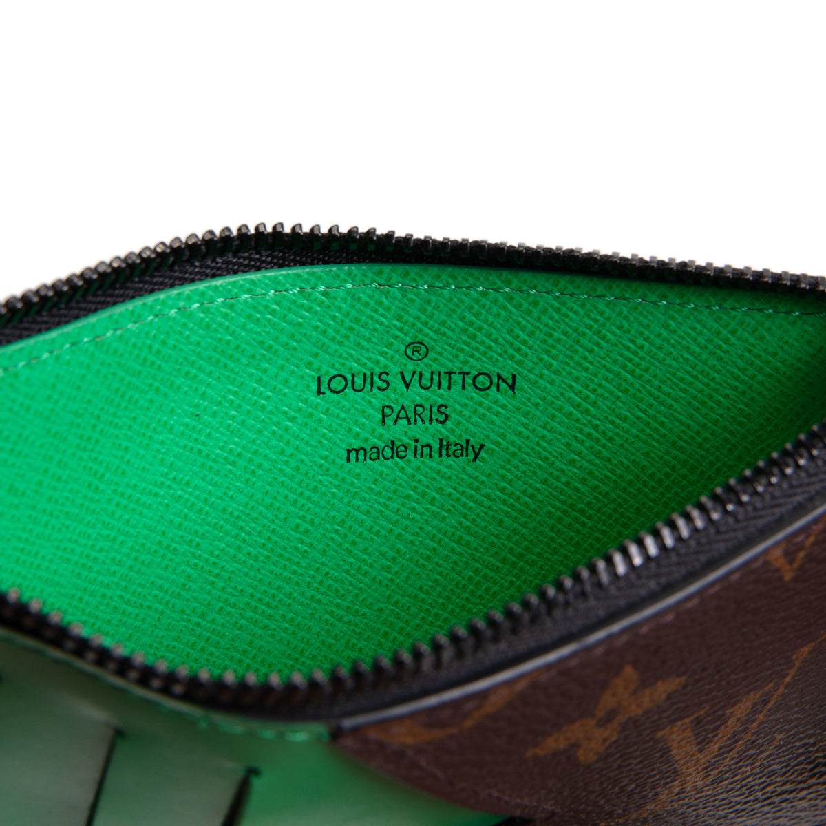LOUIS VUITTON Monogram Coin Card Case - Green Trim
