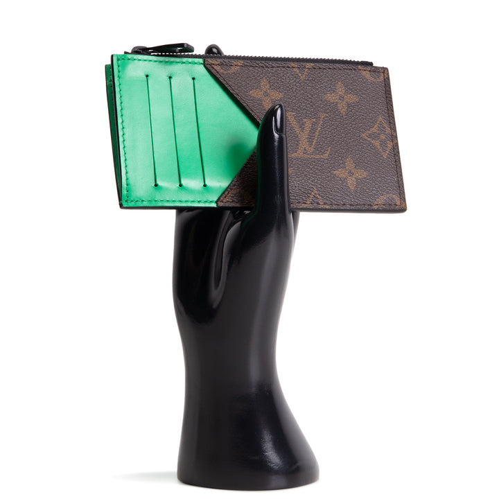 LOUIS VUITTON Monogram Coin Card Case - Green Trim