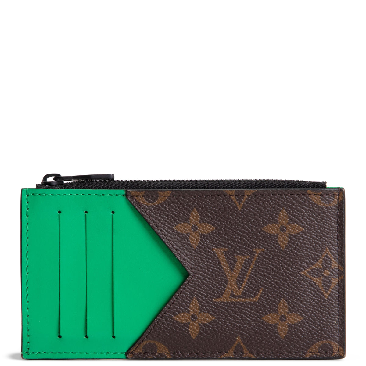 LOUIS VUITTON Monogram Coin Card Case - Green Trim