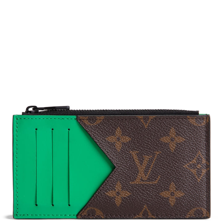 LOUIS VUITTON Monogram Coin Card Case - Green Trim