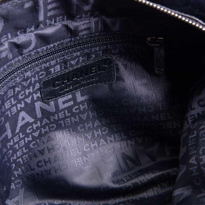 CHANEL Rabbit Fur Triple Chain Shoulder Bag