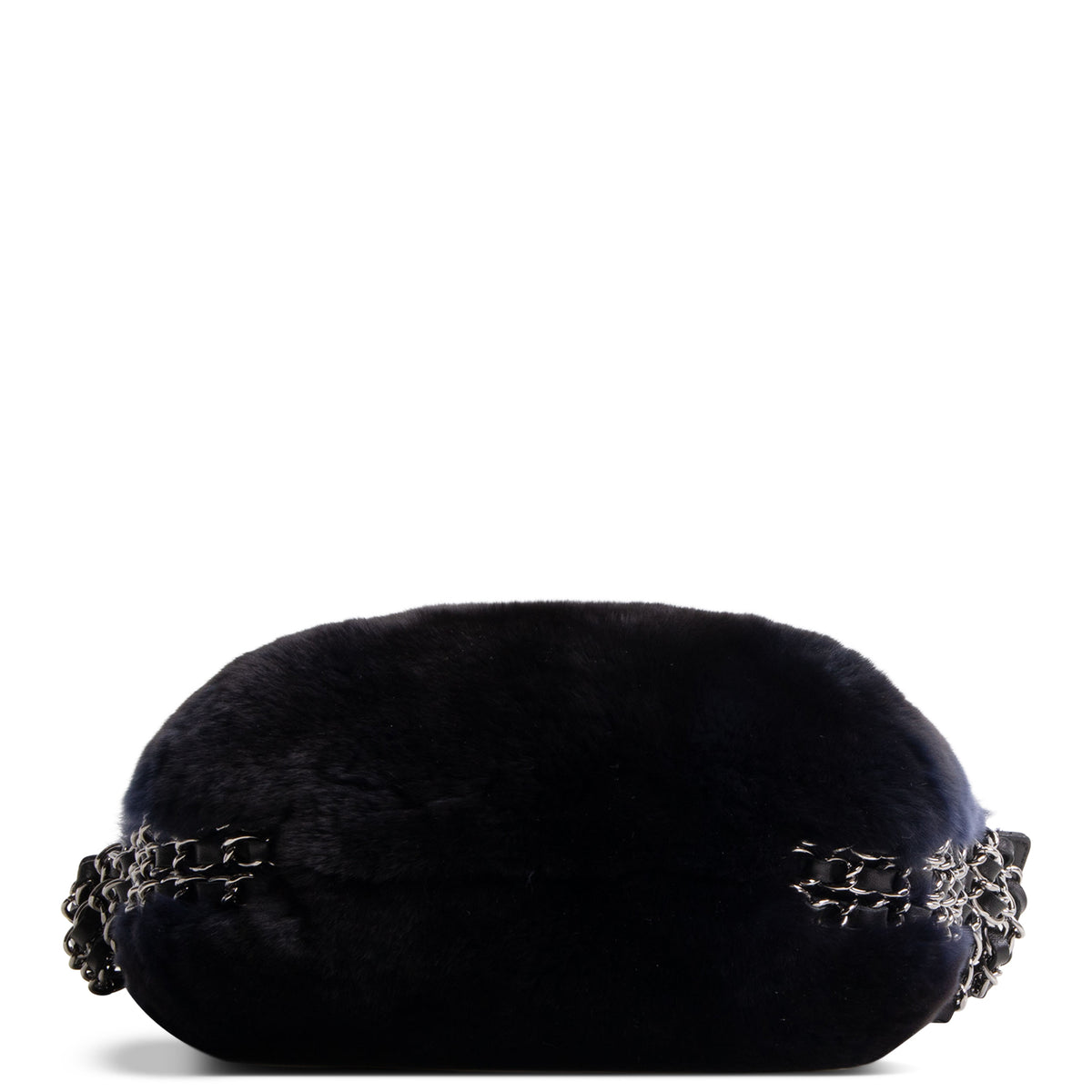 CHANEL Rabbit Fur Triple Chain Shoulder Bag